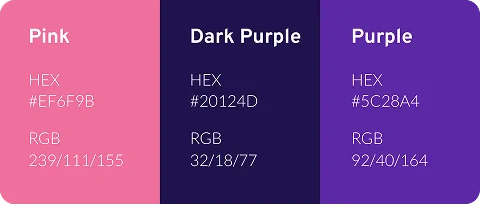 Pzaz brand colour palette