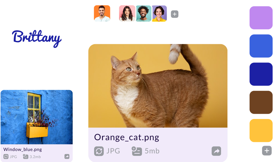 Pzaz.io moodboard showing image uploads, color palettes, and team collaboration for defining a film's visual tone and style.